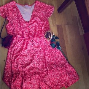 Red floral dress vintage